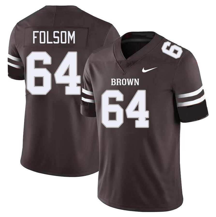 Men-Youth #64 Hunter Folsom 2023 Brown Bears College Football Jerseys Stitched-Brown